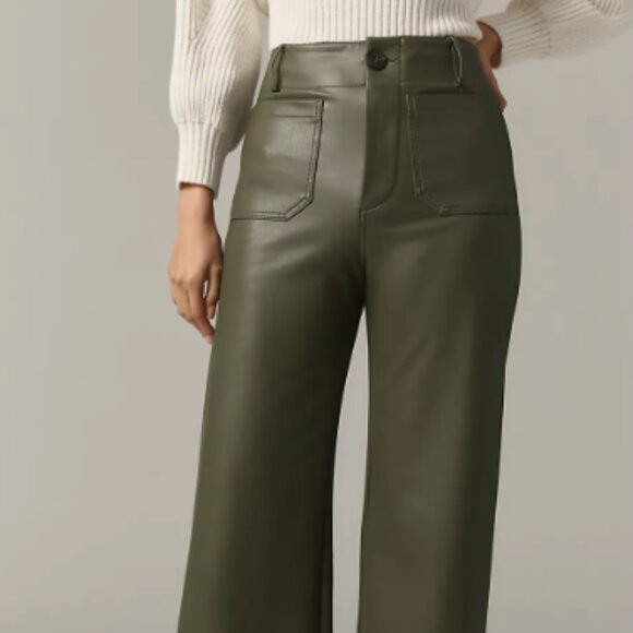 Women's - Anthropologie - The Colette Cropped Wide-Leg Pants by Maeve: Faux-Lea - Picture 2 of 4